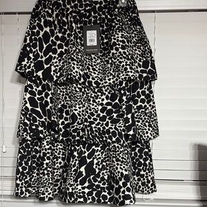 Who What Wear Black and White Leopard Skirt